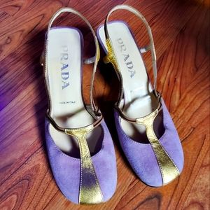 Vintage Prada Purple and Gold Heels